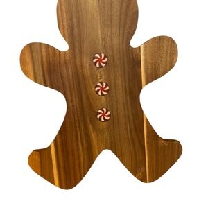 Gingerbread Man Wooden Board with Peppermint Accents